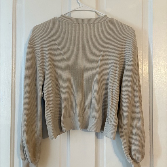Beige Ribbed Knit Sweater - Picture 2 of 2